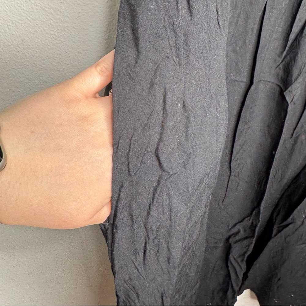 Old Navy Black A Line V Neck Eyelet Puffy Short Sleeve Cottagecore Dress Size 2X - Picture 2 of 10